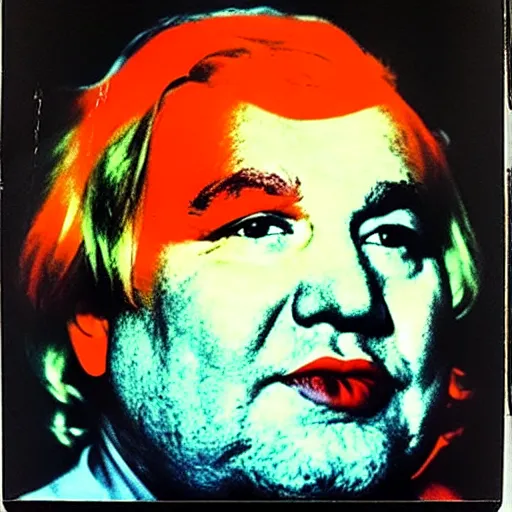 Image similar to color polaroid portrait of a fat man by andy warhol.