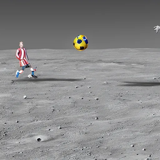 Image similar to a soccer match on the moon