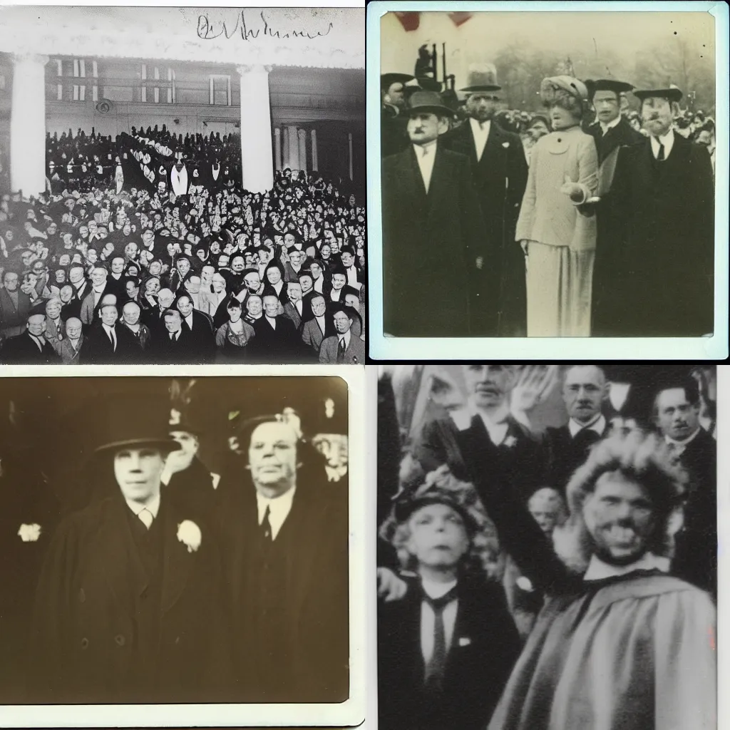 Prompt: a polaroid style historical photo of Carrot Top at his presidential inauguration from 1904