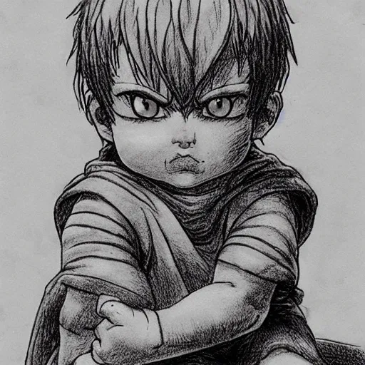 Prompt: a baby drawn by kentaro miura