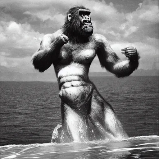 Prompt: king kong in a bikini.