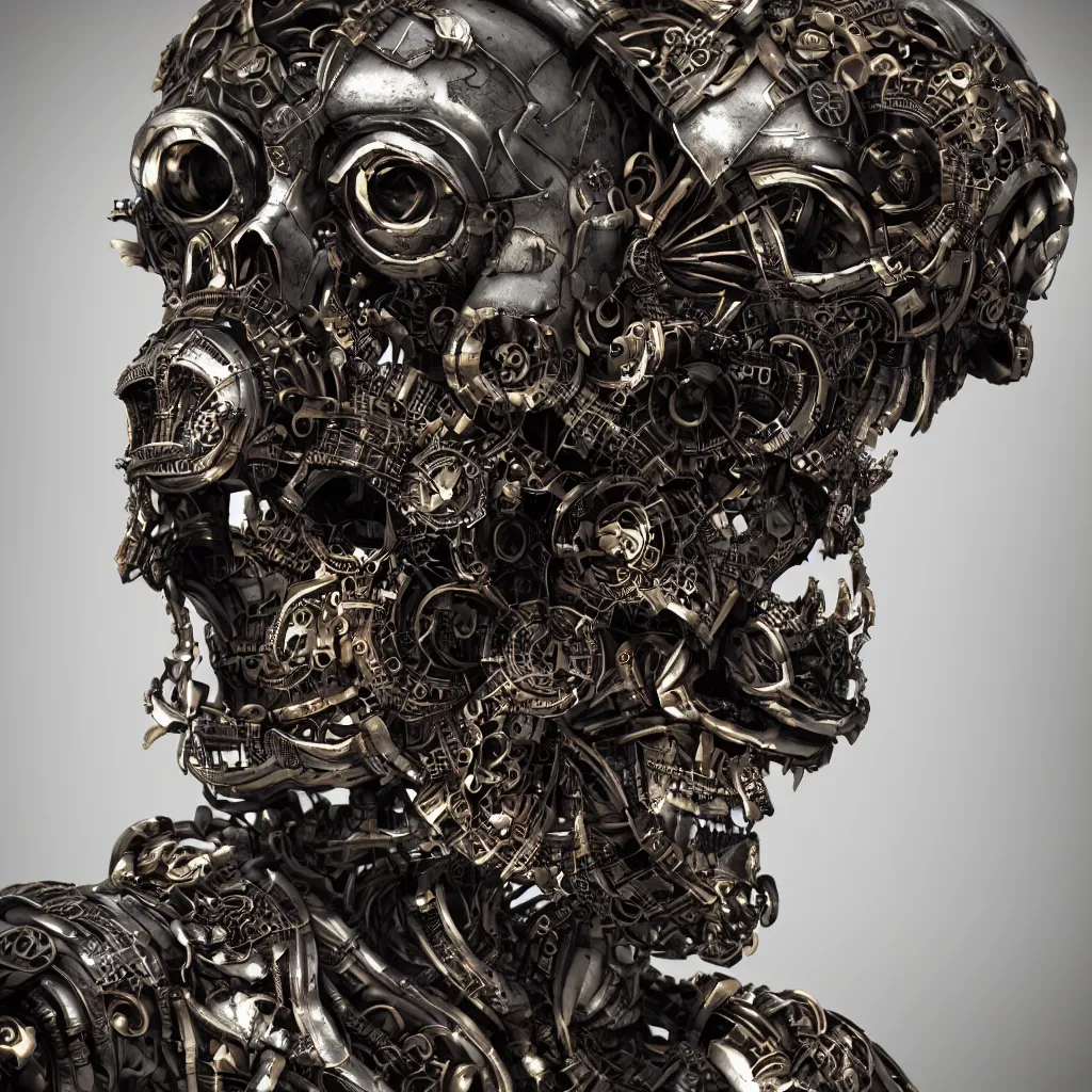 Image similar to steampunk cyborg skull, unreal engine, arstation trending, highly detailed, 8 k