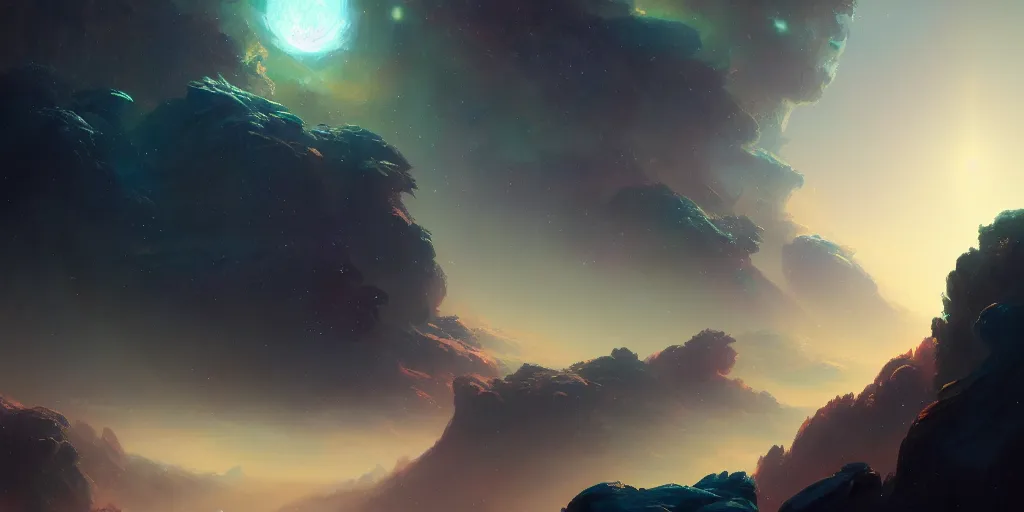 Image similar to planet jupiter in space, nebula in the background, extremely detailed digital painting, in the style of fenghua zhong and ruan jia and jeremy lipking and peter mohrbacher, mystical colors, rim light, beautiful lighting, 8 k, stunning scene, raytracing, octane, trending on artstation