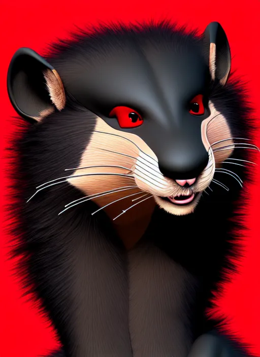 Image similar to furry - male - red - black - weasel - detective - fursona, ray tracing, photorealistic, trending on weasyl