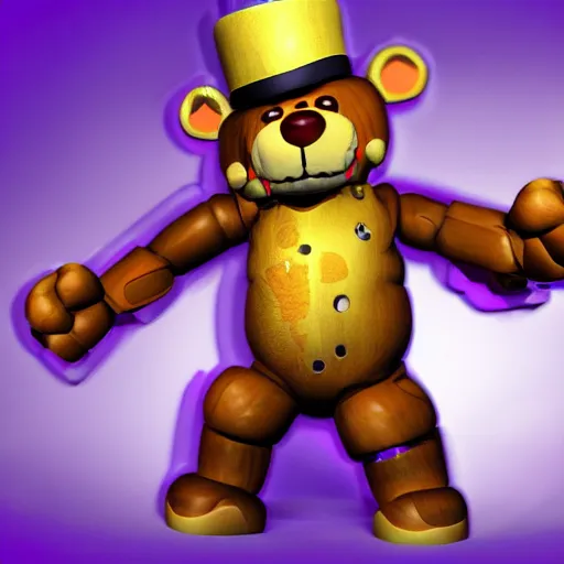 Image similar to Freddy Fazbear punching a purple security guard, HD, 4k image, realistic