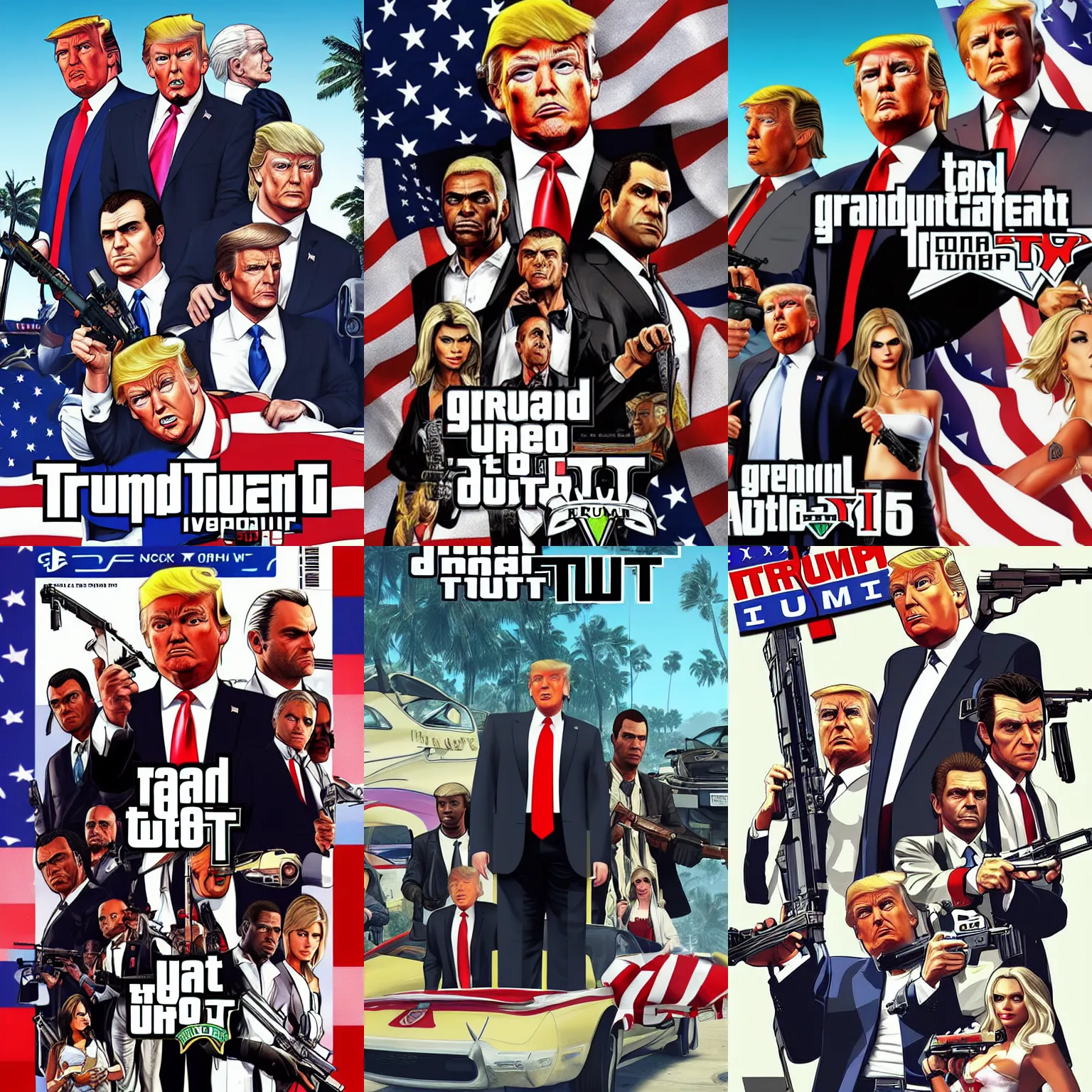 Prompt: grand theft 5 cover art of donald trump