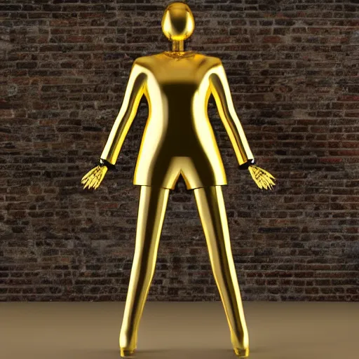Prompt: long shot photo of a standing in t - pose humanoid steampunk shiny golden metallic android, full body, front view, 3 d render even lit, white background, no shadow - c 1 3 - w 1 0 2 4 - h 1 0 2 4 - n 4 - s 1 5 0