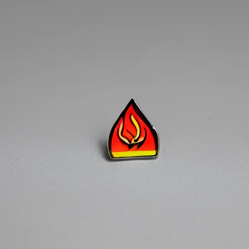 Prompt: a photo of a retro 1 9 5 0 s minimalistic simple clean fire warning enamel pin, no text, studio lighting, behance