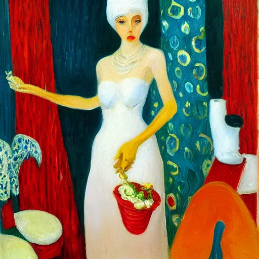 Prompt: oil painting by florine stettheimer