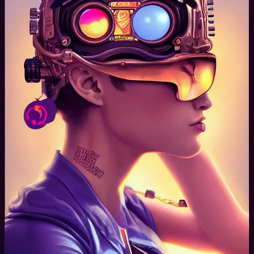 Prompt: lofi clockpunk portrait, pixar style, by tristan eaton stanley artgerm and tom bagshaw.