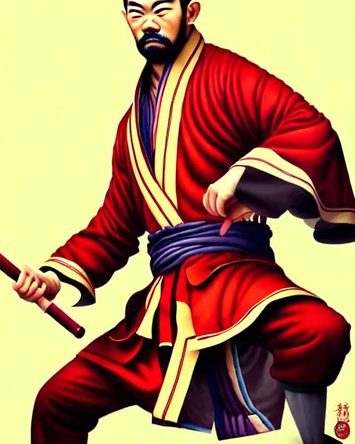 Image similar to richly detailed color illustration of a shaolin-lawyer-accountant-kung-fu illustrated by Artgerm and Timothy Kong . 3D shadowing