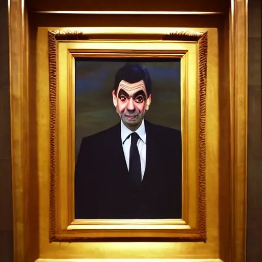 Prompt: mr. bean portrait in the louvre