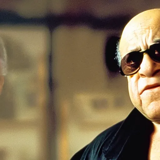 Image similar to A movie still of Danny Devito in The Matrix