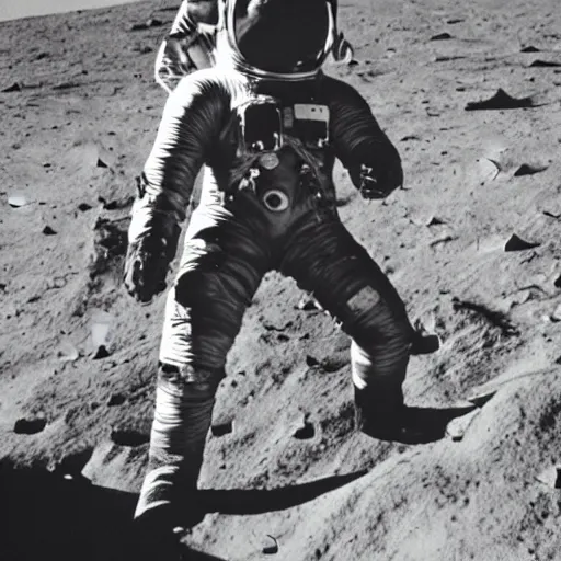 Prompt: detailed photo of an astronaut wearing an early diving suit, holding an electric guitar on the moon. old diving suit pictures. old diving suit. early diving suit. old diving suit photos. detailed