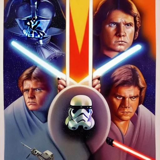 Prompt: Star Wars A New Hope Poster in the art style of Georgia O'keeffe