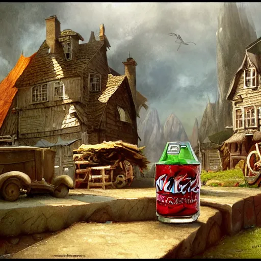 Prompt: sprite soda and watermelon, a detailed matte painting by anton pieck, deviantart contest winner, fantasy art, concept art, official art, matte drawing