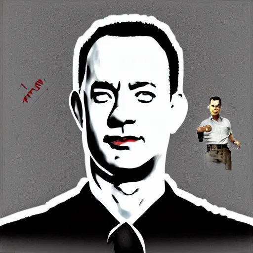 Prompt: tom hanks as forrest gump is a matrix agent, hyper realistic, digital art