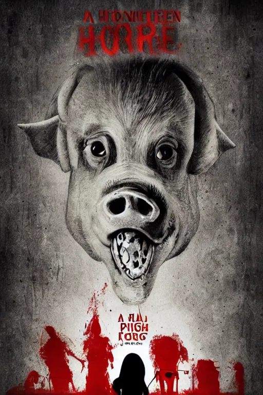 Image similar to a poster for a horror movie about a pig