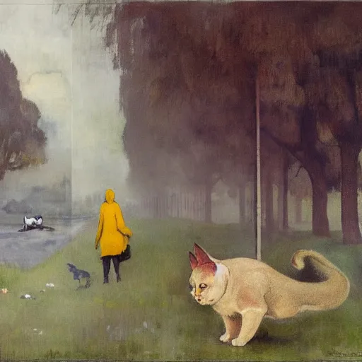 Prompt: large fogy deflective port polygon burmese cat hamburger godray ghost , by Paul Gauguin and Jakub Rozalski and Banksy , Ambient Occlusion , smooth , #micro