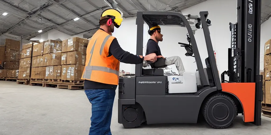 Image similar to forklift operator with a vr headset