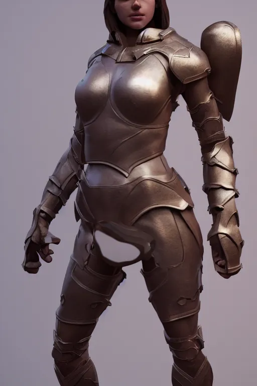 Image similar to a highly detailed sculpt of athletic girl in armor, cinematic light, featured on artstation, octane render, path tracing, sharp focus, 4 k