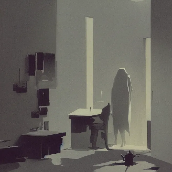 Image similar to clean your room, science fiction, Edward Hopper and James Gilleard, Zdzislaw Beksinski, highly detailed