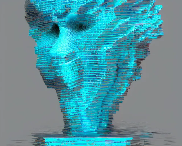 Image similar to a giant human head award winning sculpture on the surface of the ocean, abstract sculpture, in the style of chad knight, hyper detailed, hyper realistic, ray tracing, 8 k resolution, sharp focus