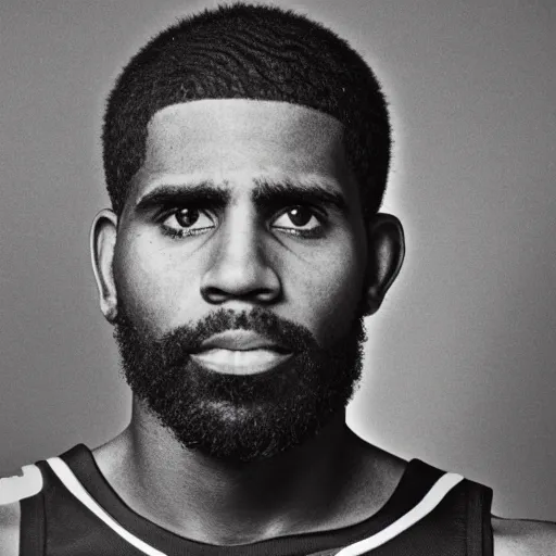 Image similar to portrait of kyrie irving, kyrie irving as che guevara, heroico, black and white, photograph by alberto korda, inspiring, dignifying, national archives