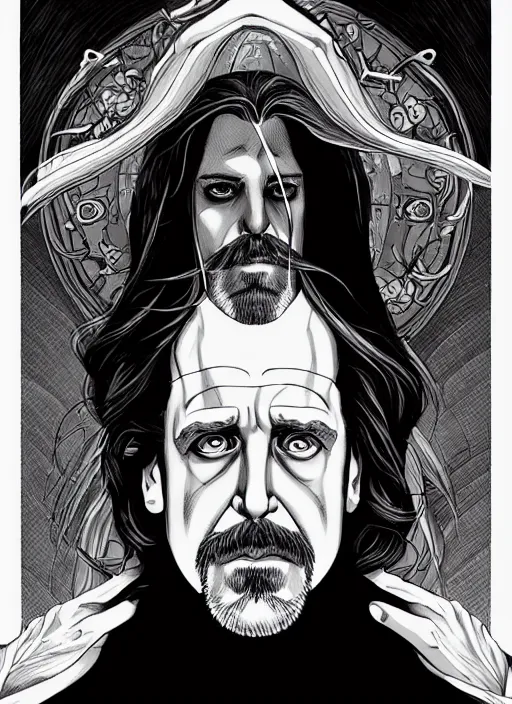 Image similar to big lebowski as a vampire queen, science fiction comic illustration by sana takeda and jenny frison, intricate, stunning inking lines, hyper detailed, 4 k, hd, award winning, photorealistic