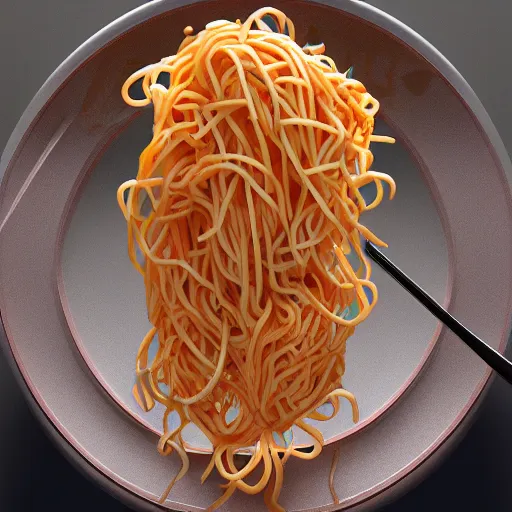 Image similar to mom’s spaghetti, hyperrealistic render, highly detailed, 4k, artstation