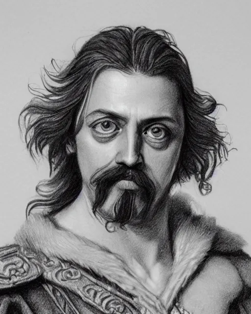 Prompt: pencil drawing of beautiful russian peter the great, hyper realistic face, in the style of greg rutkowski, fantasy, amazing detail, epic, elegant, smooth, sharp focus, from the front