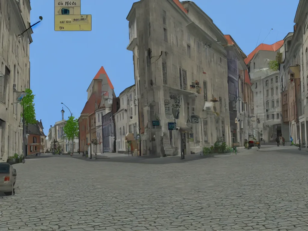 Prompt: Estonia Tartu streets as a PS1 first person video game