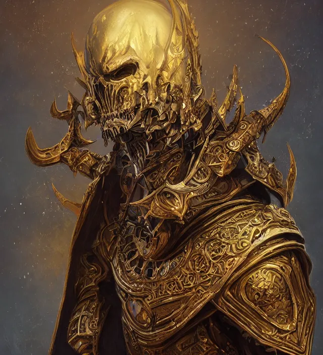 Prompt: Arch Lich Vecna portrait, intricate ornate armor, subject in the middle of the frame, rule of thirds, golden ratio, elegant, digital painting, octane 4k render, zbrush, hyperrealistic, artstation, concept art, smooth, sharp focus, illustration from Warcraft by Ruan Jia and Mandy Jurgens and Artgerm and William-Adolphe Bouguerea