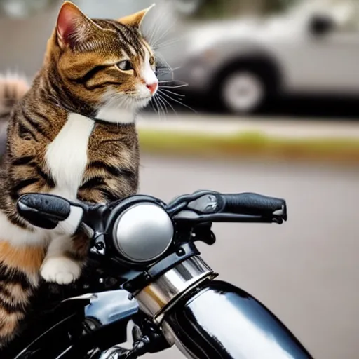 Prompt: a cat riding a motorcycle with a helmet