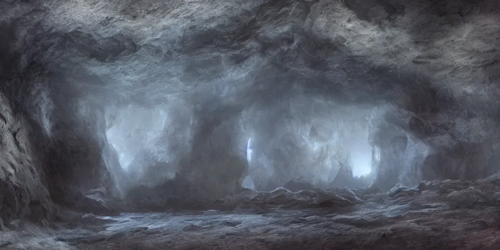 Image similar to beautiful matte painting of the inside of a cave