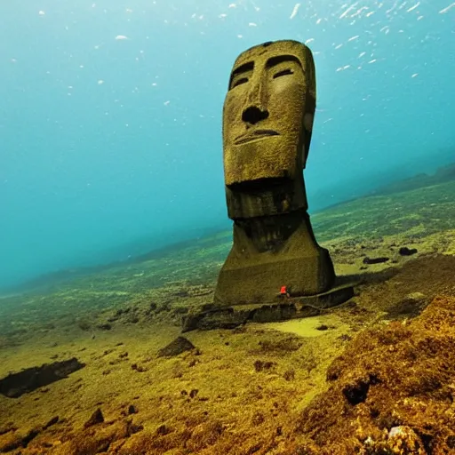 Image similar to Moai at the bottom of ocean