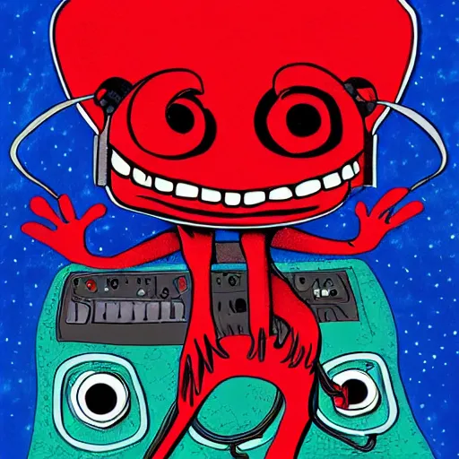 Image similar to Pop Wonder NFT - Alien Bog Friendly Monster Wearing Headphones, Art