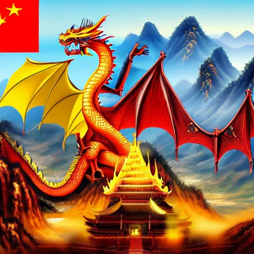 Image similar to Chinese president, battle, bananas weapon, dragon, mountains background, fighting stance, painting