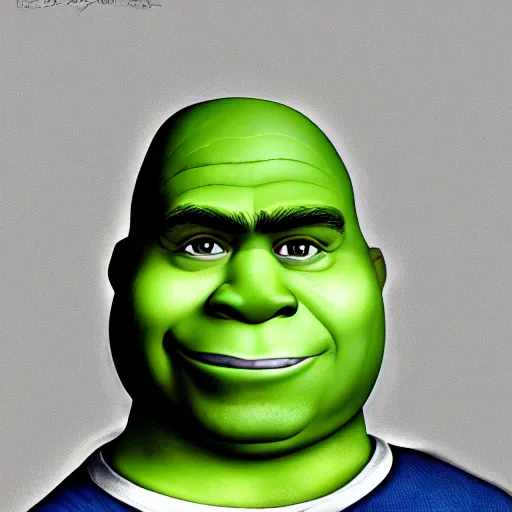 Image similar to Extremely detailed portrait of Shrek, by Miguel Vasquez