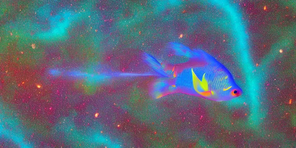 Prompt: ”parrotfish forms fractals in the milky way”