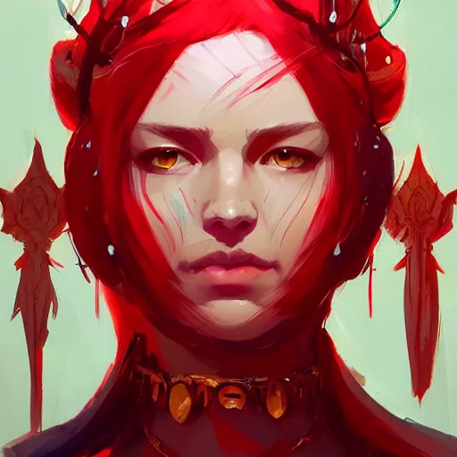 Image similar to a beautiful portrait of a beautiful red priestess, game of thrones concept art by pete mohrbacher and guweiz and ilya kuvshinov, digital art, highly detailed, intricate, sharp focus, trending on artstation hq, deviantart, unreal engine 5, 4 k uhd image