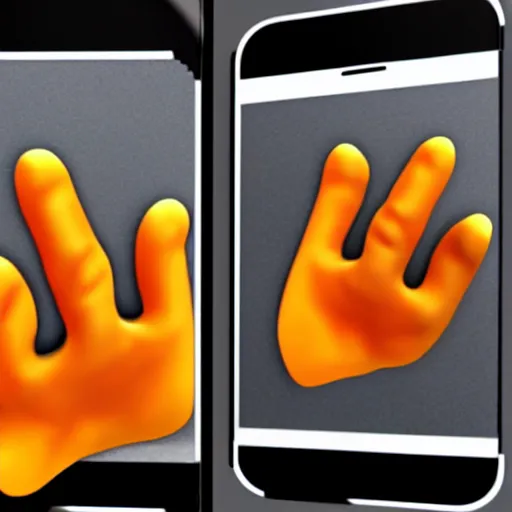 Image similar to ios middle finger emoji 3 d rendered