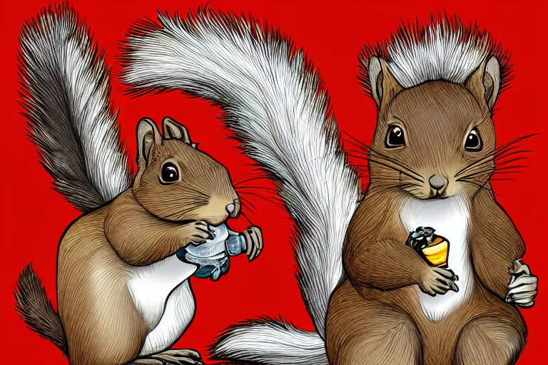 Prompt: a squirrel wearing a pimp costume, vector art
