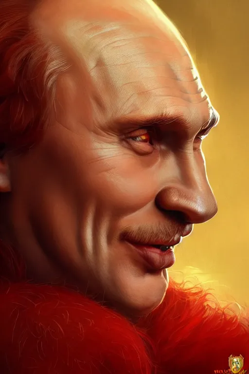 Prompt: / vladimir putin as ronald mcdonald, closeup, d & d, fantasy, intricate, elegant, highly detailed, digital painting, artstation, concept art, matte, sharp focus, illustration, hearthstone, art by artgerm and greg rutkowski and alphonse mucha