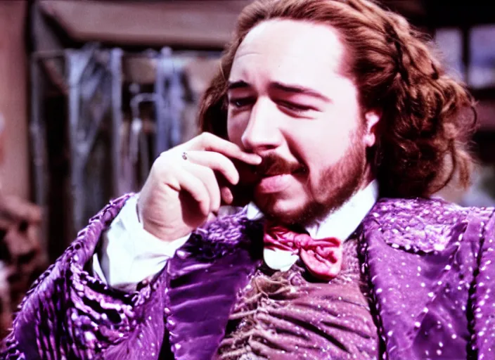 Image similar to film still of Post Malone as Willy Wonka in Willy Wonka and the Chocolate Factory 1971