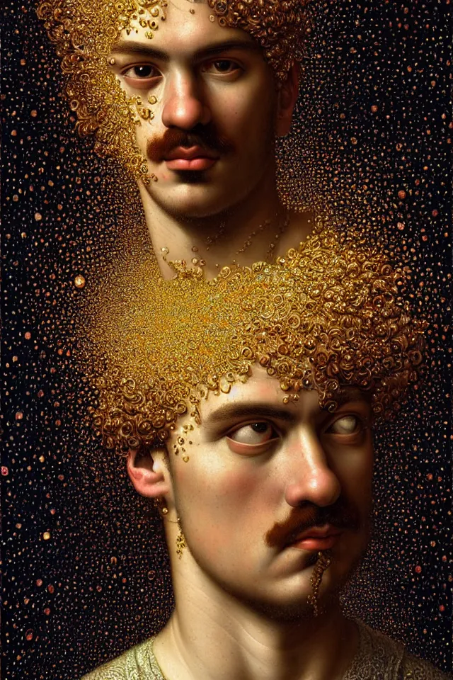 Prompt: bizarre detailed renaissance portrait of mario as a highly detailed realistic real life person, dramatic cinematic lighting, 8 k, beautiful intricate painting by james r eads and tomasz alen kopera