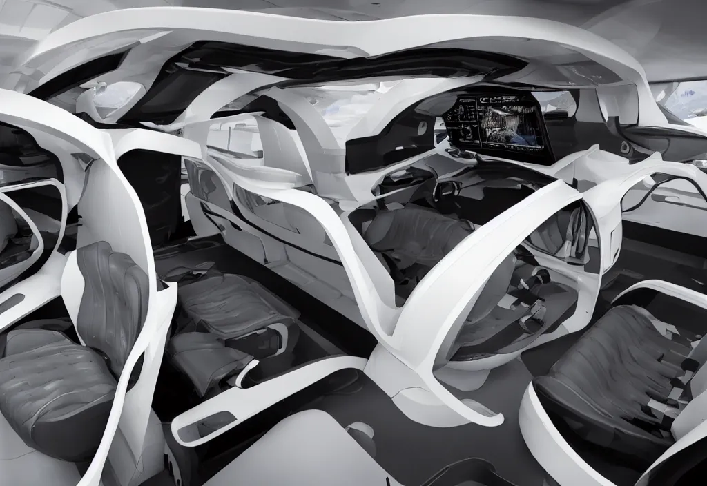 Image similar to the inside of a futuristic flying car