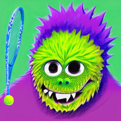 Image similar to a portrait of a tennis ball monsters, digital art, fantasy, magic, chalk, trending on artstation, ultra detailed, professional illustration by basil gogos