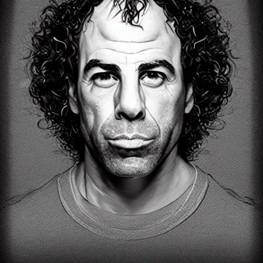 Image similar to Joe Rogan morphing into Howard Stern portrait, intricate, highly detailed, concept art, smooth, sharp focus, illustration, medium shot, mid-shot