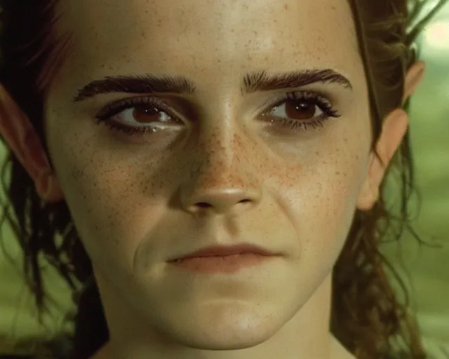 Prompt: color film shot of emma watson in lord of the rings as smeagol